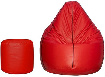 Tusa XXL Tear Drop Bean Bag Cover  (Without Beans)(Red, Black)