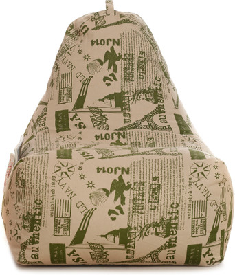 TXOR XXL Hackey Cotton Canvas Abstract Printed Bean Bag Chair  With Bean Filling(Green)