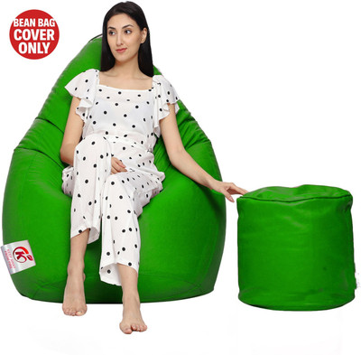 AVVANTO XXL Tear Drop Bean Bag Cover  (Without Beans)(Green)