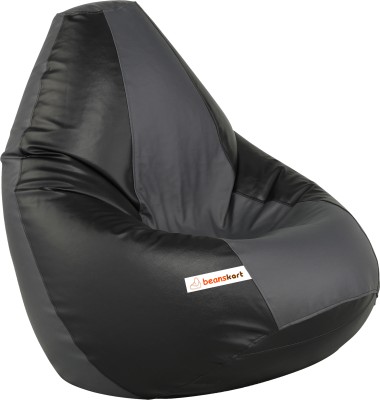 Beanskart XXXL Tear Drop Bean Bag Cover  (Without Beans)(Black, Grey)