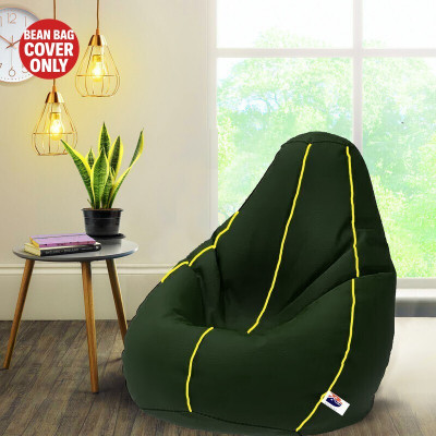 Devogue XXL Tear Drop Bean Bag Cover  (Without Beans)(Black, Blue)
