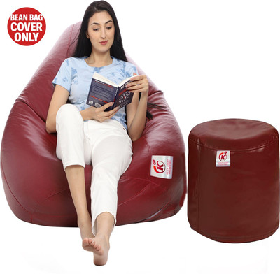 AVVANTO XXL Tear Drop Bean Bag Cover  (Without Beans)(Maroon)