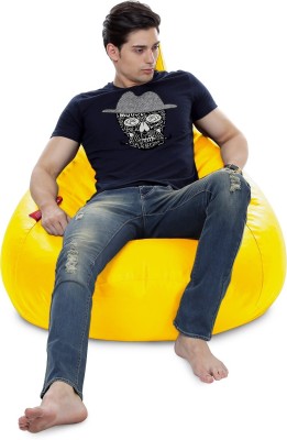 STYLE HOMEZ XXL Premium Leatherette HumBug Teardrop Bean Bag  With Bean Filling(Yellow)