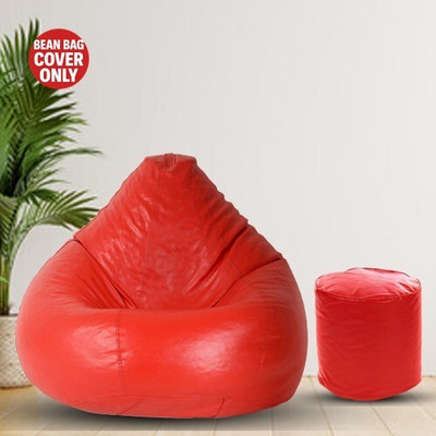 Gunj XL Tear Drop Bean Bag Cover  (Without Beans)(Red)