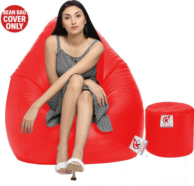 AVVANTO XXL Tear Drop Bean Bag Cover  (Without Beans)(Red)