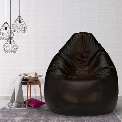 h0use DECoR XXL Tear Drop Bean Bag Cover  (Without Beans)(Brown, Black)