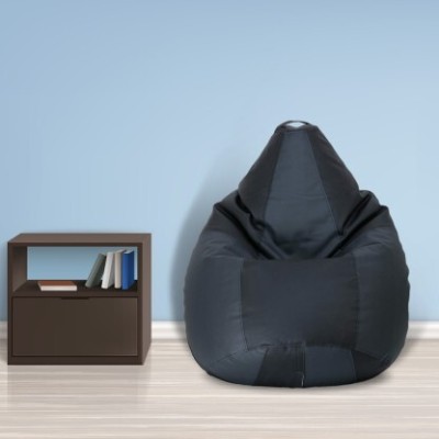 GTK XL Tear Drop Bean Bag Cover  (Without Beans)(Black, Grey)