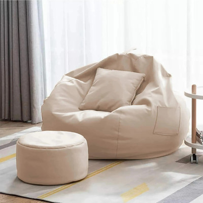 GIGLICK 4XL Tear Drop Bean Bag Cover  (Without Beans)(Beige) deal from flipkart