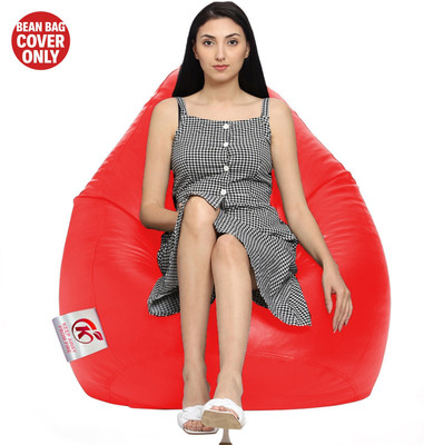 AVVANTO XXXL Tear Drop Bean Bag Cover  (Without Beans)(Red)