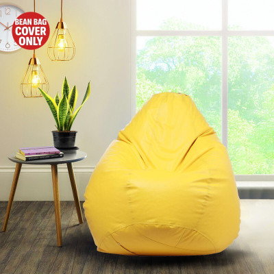 Devogue XXL Tear Drop Bean Bag Cover  (Without Beans)(Yellow, Yellow)
