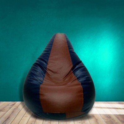 GTK 4XL Tear Drop Bean Bag Cover  (Without Beans)(Brown, Blue)