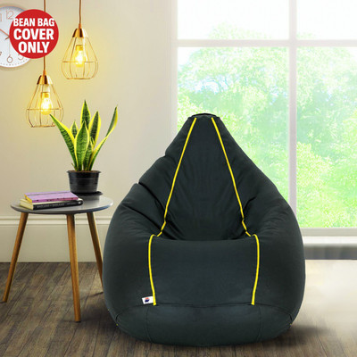 Devogue XXL Tear Drop Bean Bag Cover  (Without Beans)(Green, Yellow)