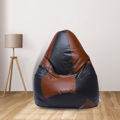 SHIRA 24 XXXL Tear Drop Bean Bag Cover  (Without Beans)(Black, Tan)