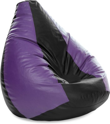 TXOR XL Tear Drop Bean Bag Cover  (Without Beans)(Black, Purple)