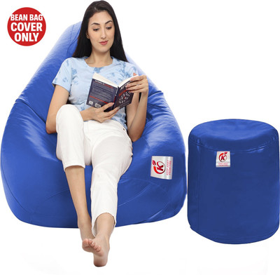 FurniGully XXL Tear Drop Bean Bag Cover  (Without Beans)(Blue)
