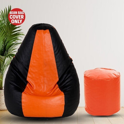 Gunj XL Tear Drop Bean Bag Cover  (Without Beans)(Red, Black)