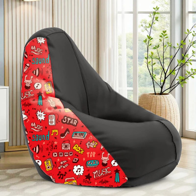 STAR 4XL Music Sound Printed Bean Bag Filled With Beans Teardrop Bean Bag  With Bean Filling(Multicolor)