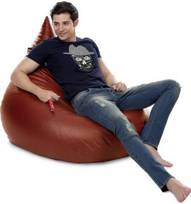STYLE HOMEZ XXL Premium Leatherette HumBug Teardrop Bean Bag  With Bean Filling(Tan)
