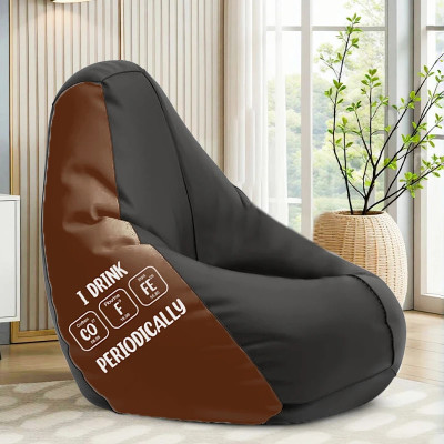 STAR 4XL I Drink Coffee Printed Filled with Beans Teardrop Bean Bag  With Bean Filling(Black)