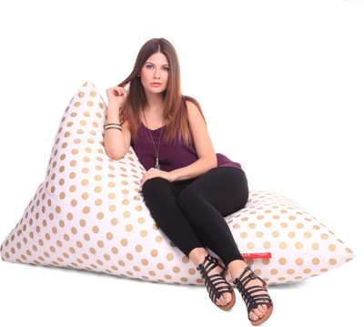 STYLE HOMEZ XXL Pyramid Cotton Canvas Polka Dots Printed Lounger Bean Bag  With Bean Filling(Multicolor)