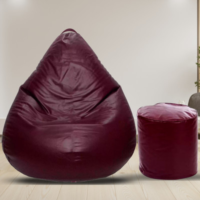 vPLANET XXL VPLANET Filled Bean Bag & Pouffe Ottoman with Tube Liner Teardrop Bean Bag  With Bean Filling(Maroon)