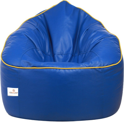STAR XXXL Muddha Royal with Yellow Piping Filled with Beans Bean Bag Sofa  With Bean Filling(Blue, Yellow)