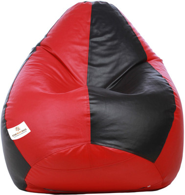STAR XXL Classic Black and Red Filled with Beans Teardrop Bean Bag  With Bean Filling(Multicolor)