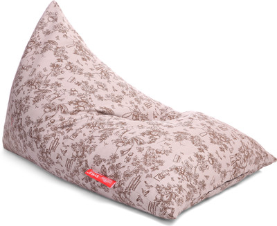 TXOR XXL Pyramid Cotton Canvas Abstract Printed Lounger Bean Bag  With Bean Filling(Brown)
