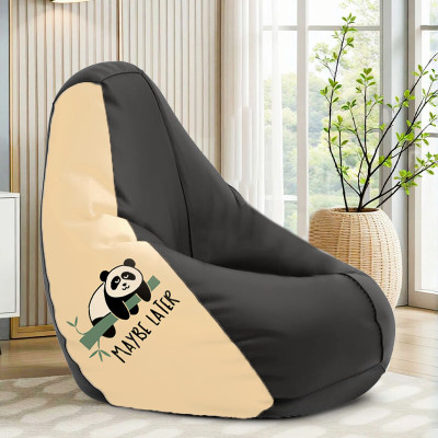 STAR 4XL Maybe Later Printed Bean Bag Filled With Beans Teardrop Bean Bag  With Bean Filling(Black)