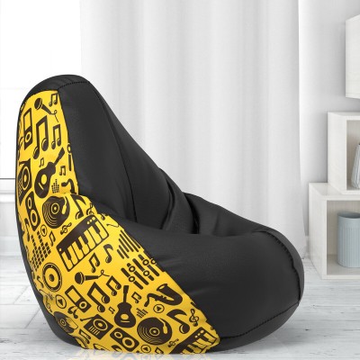 ComfyBean XXL Teardrop Bean Bag  With Bean Filling(Black, Yellow)