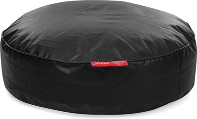 STYLE HOMEZ XXL Classic Round Floor Cushion Bean Bag Footstool  With Bean Filling(Black)