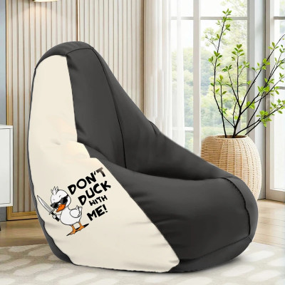 STAR 4XL Don't Duck With Me Printed Bean Bag Filled With Beans Teardrop Bean Bag  With Bean Filling(Black)