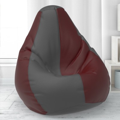 Beannie 4XL Lazy Sack Teardrop Bean Bag  With Bean Filling(Dark Grey, Maroon)