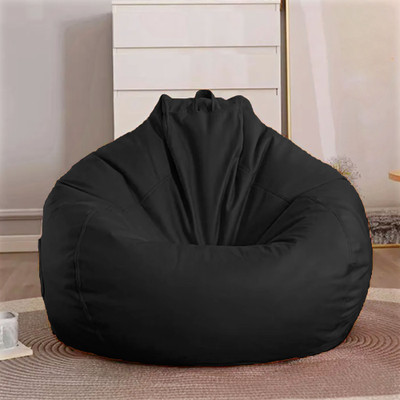 GIGLICK 4XL Faux Leather Bean Bag Filled with Beans | Ready To Use Teardrop Bean Bag  With Bean Filling(Black)