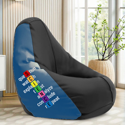 STAR 4XL Science Printed Bean Bag Filled With Beans Teardrop Bean Bag  With Bean Filling(Black)