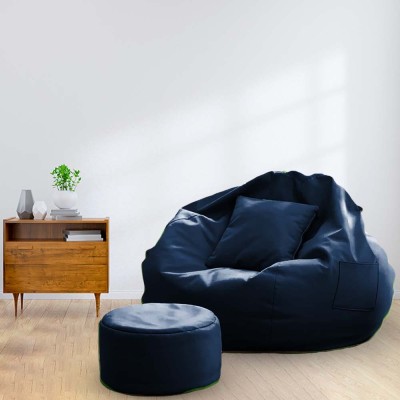GOREVIZON OPPOSED 4XL Bean Bag With Stool & Cushion Ready to Use Filled With Beans Bean Bag Chair  With Bean Filling(Teal)