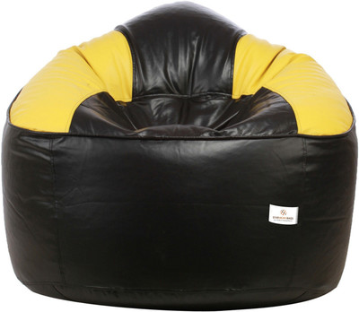 STAR XXXL Muddha Black and Yellow Filled with Beans Teardrop Bean Bag  With Bean Filling(Black)