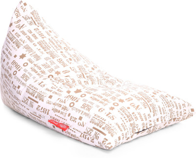 TXOR XXL Pyramid Cotton Canvas Abstract Printed Lounger Bean Bag  With Bean Filling(Gold, White)