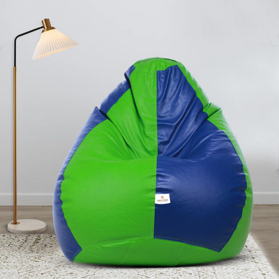 STAR XXXL Classic Royal Blue and Neon Green Filled with Beans Teardrop Bean Bag  With Bean Filling(Multicolor)