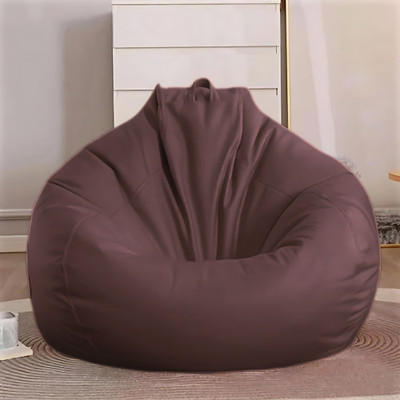 GIGLICK 4XL Faux Leather Bean Bag Filled with Beans | Ready To Use Teardrop Bean Bag  With Bean Filling(Brown)