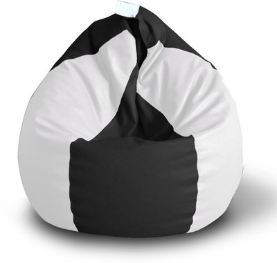 STYLE HOMEZ XXL Premium Leatherette Classic Black White Color Teardrop Bean Bag  With Bean Filling(Black, White)
