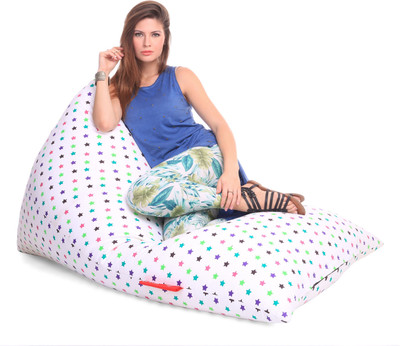 STYLE HOMEZ XXL Pyramid Cotton Canvas Star Printed Lounger Bean Bag  With Bean Filling(Multicolor)