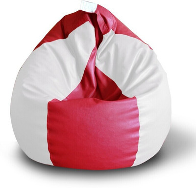 STYLE HOMEZ XXL Premium Leatherette Red White Color Teardrop Bean Bag  With Bean Filling(Red, White)