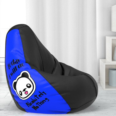 ComfyBean XXL Designer Bean Bag Filled with Beans - Today I will do nothing - Blue Teardrop Bean Bag  With Bean Filling(Blue, Black)
