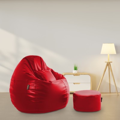 Seventh Heaven XXXL Tear Drop Bean Bag Cover  (Without Beans)(Red)