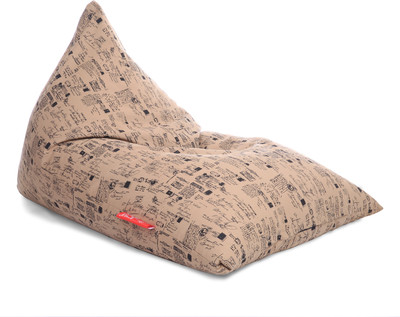 TXOR XXL Pyramid Cotton Canvas Abstract Printed Lounger Bean Bag  With Bean Filling(Black, Multicolor)