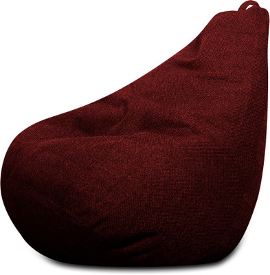 STYLE HOMEZ XXL ORGANIX Collection, Organic Jute Fabric Crimson Red Color, Classic Teardrop Bean Bag  With Bean Filling(Red)