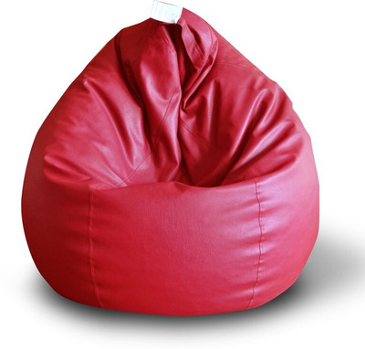 STYLE HOMEZ XXXL Premium Leatherette Classic Teardrop Bean Bag  With Bean Filling(Red)