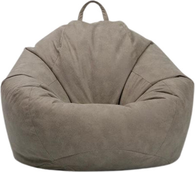 Kam's Lieu XXL Premium Imported Leather Prefilled Comfortable Bean Bag | Ready To Use Teardrop Bean Bag  With Bean Filling(Grey)