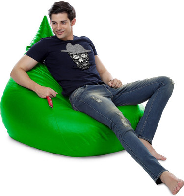 STYLE HOMEZ XXL Premium Leatherette HumBug Teardrop Bean Bag  With Bean Filling(Green)